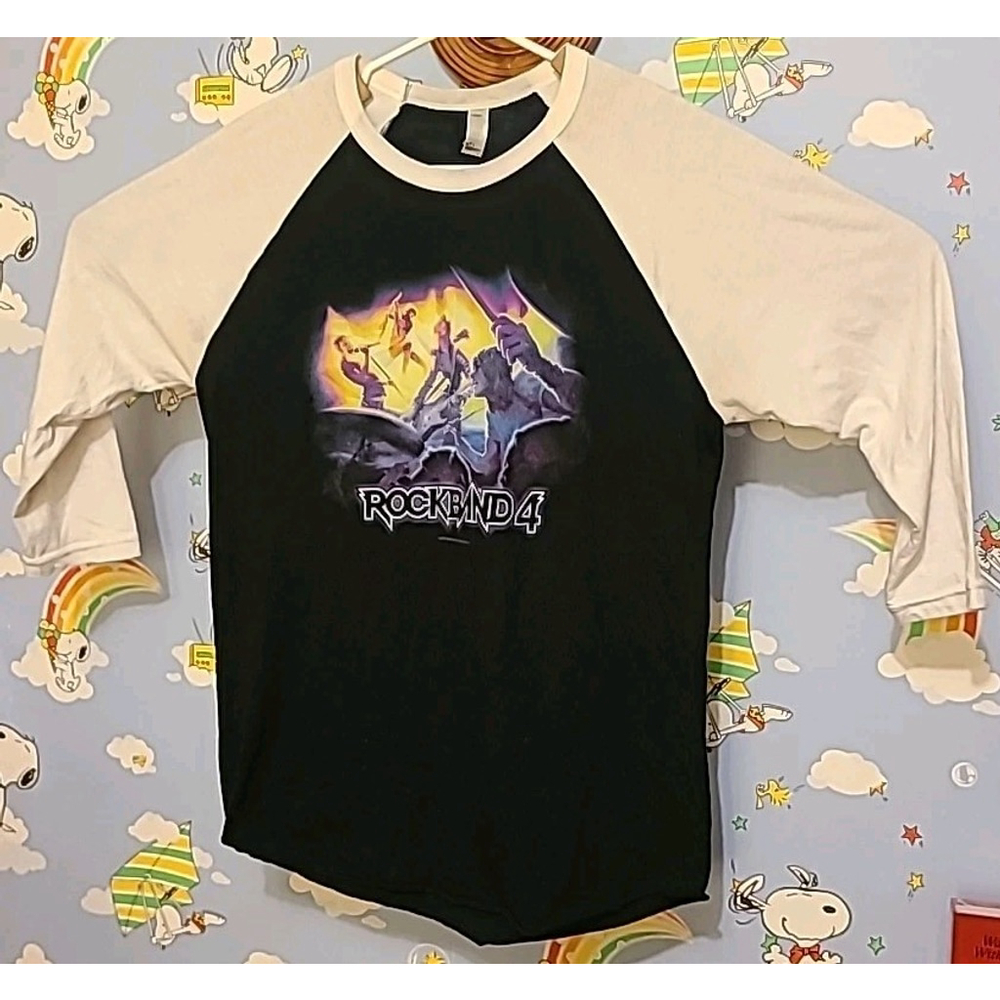 Rock Band 4 Rare Promo Shirt 2015 Harmonix 3/4 Sleeve Shirt Adult Size Small